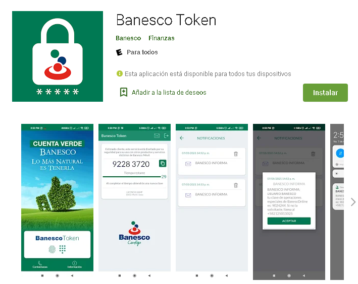 Aplicación Banesco Token