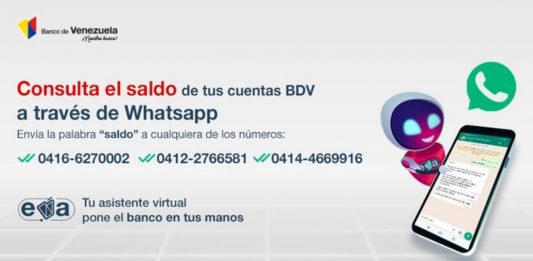 Banco de Venezuela te permite consultar tu saldo a través de WhatsApp