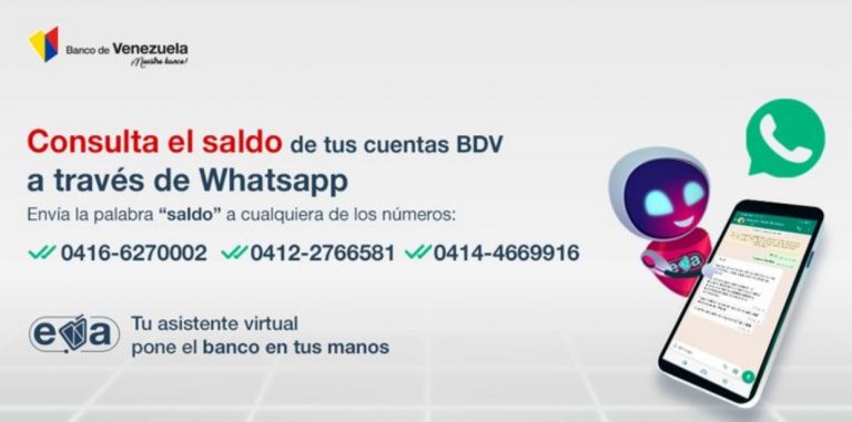 Banco de Venezuela te permite consultar tu saldo a través de WhatsApp