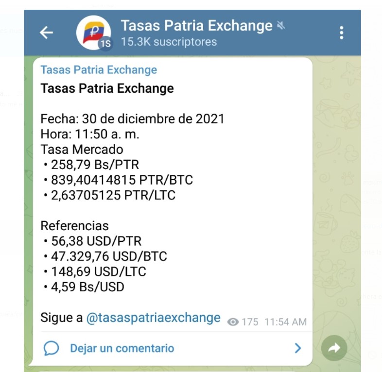 Precio del petro superó su valor oficial en Patria Exchange