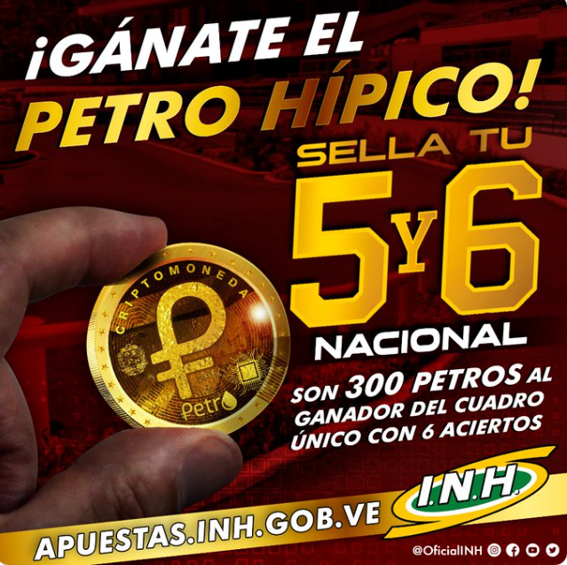 17 mil dólares en petros entregará el INH al ganador del «5 y 6 Nacional»
