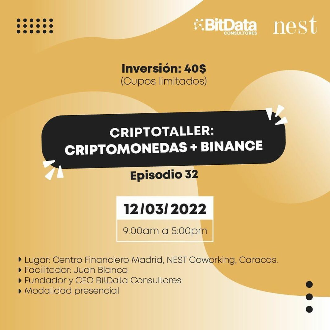 BitData dictará taller sobre Binance y las criptomonedas este 12 de marzo