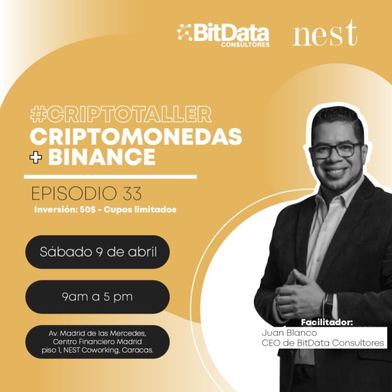 Taller Criptomonedas + Binance dictará BitData este 9 de abril