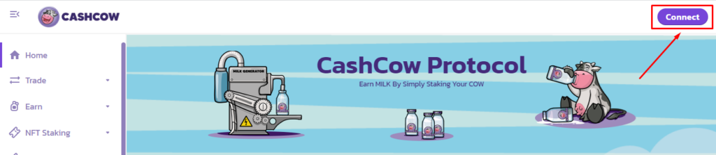 Step 1: CashCow Protocol. How to connect