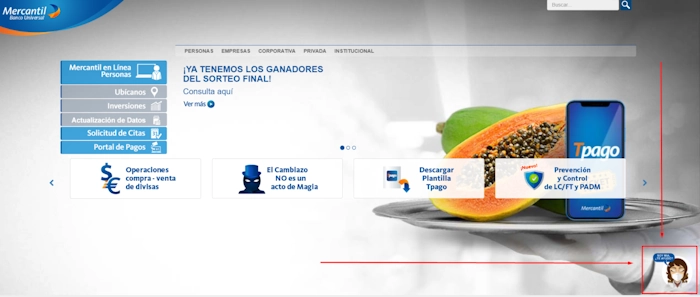 Ingresa a la página web del Banco Mercantil