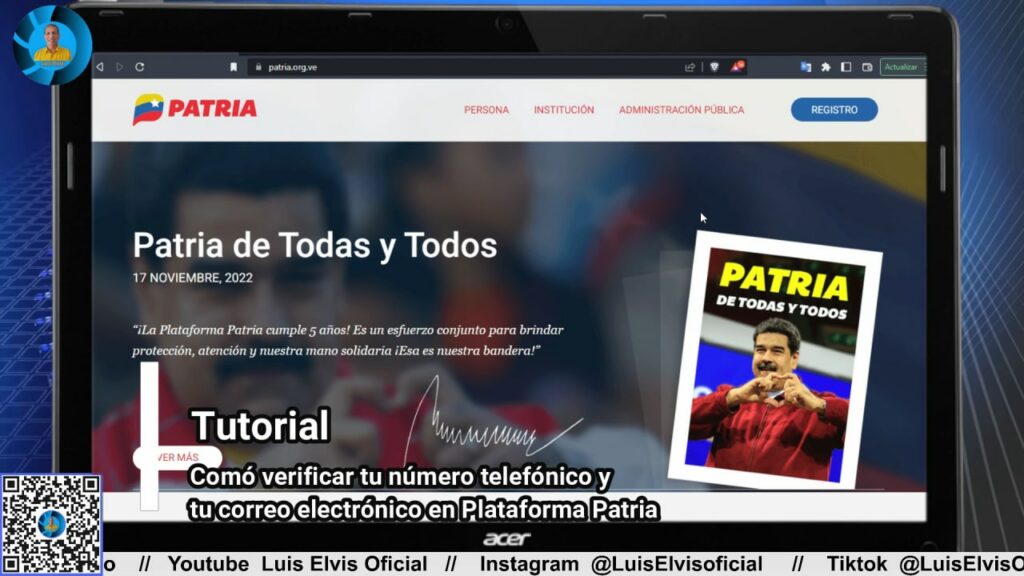 Ingresa al portal web de la Plataforma Patria.