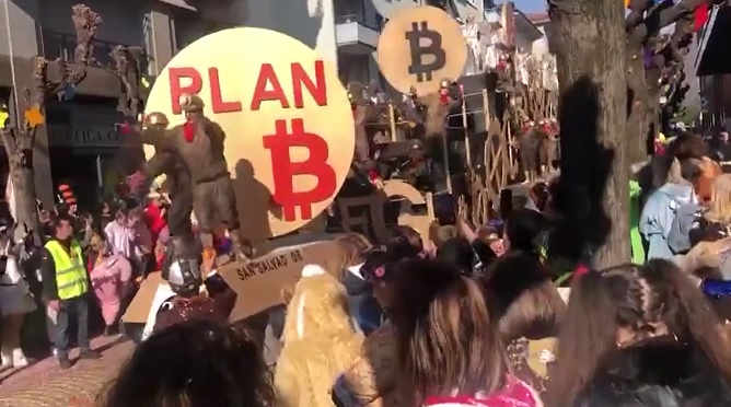 El bitcoin (BTC) desfiló en una carroza del carnaval 2023