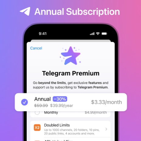 Telegram cuenta con una suscripción premium.