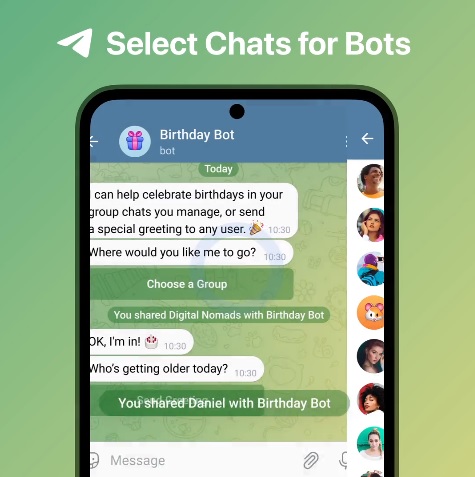 Telegram permite usar bots.