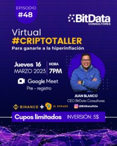 BitData dictará el taller online sobre el uso de Binance y El Dorado | Jueves 16 de marzo