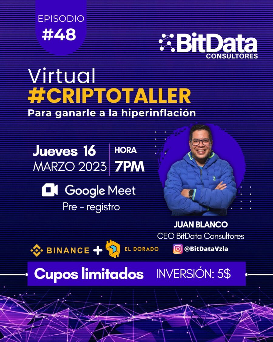BitData dictará el taller online sobre el uso de Binance y El Dorado | Jueves 16 de marzo