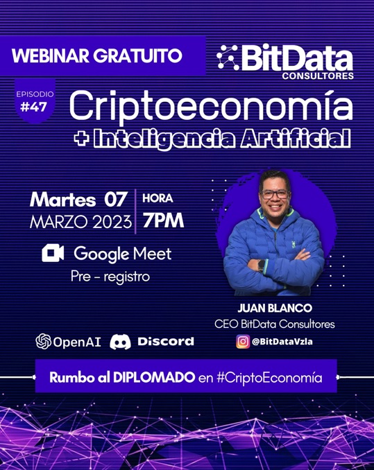 BitData dictará el taller online y gratuito “Criptoeconomía e Inteligencia Artificial” | Martes 07 de marzo