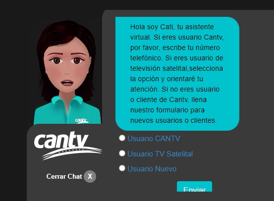 Elige "Usuario Cantv".