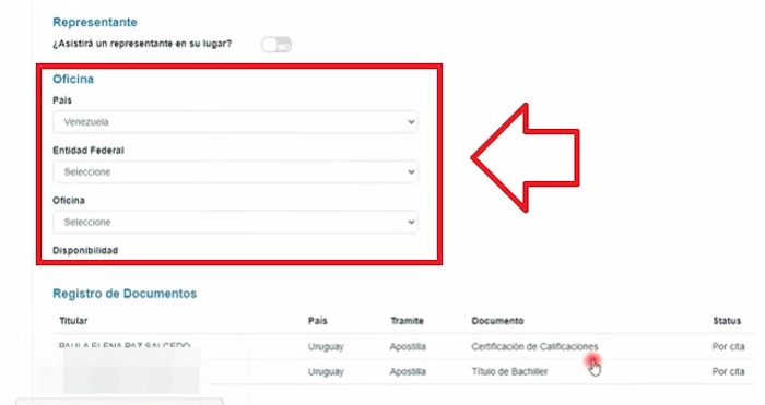 Ingresa los datos del lugar donde deseas apostillar tus documentos