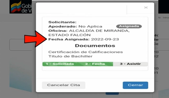 Verifica la fecha de tu cita