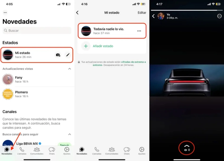 Consulta quién vio tu estado en WhatsApp