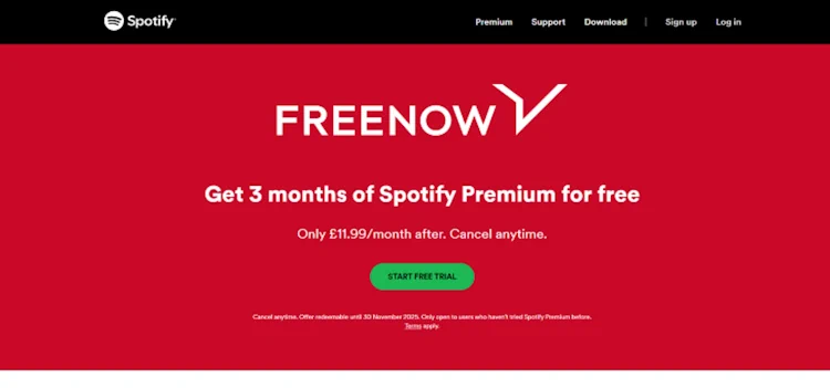 Promocion de Spotify gratis de Freenow