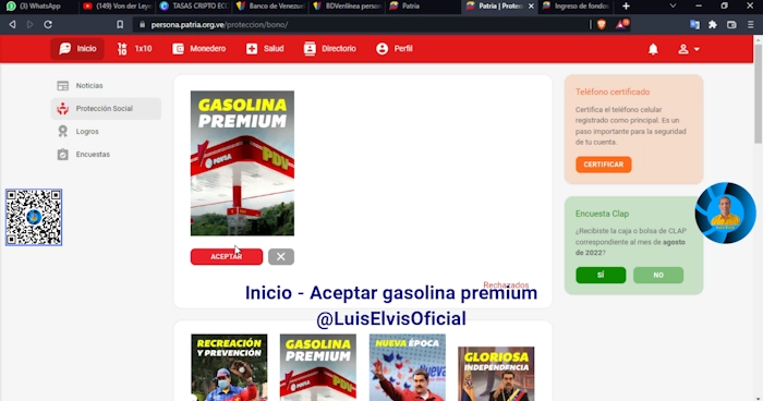 Con saldo positivo acepta el beneficio de la gasolina premium en Patria.