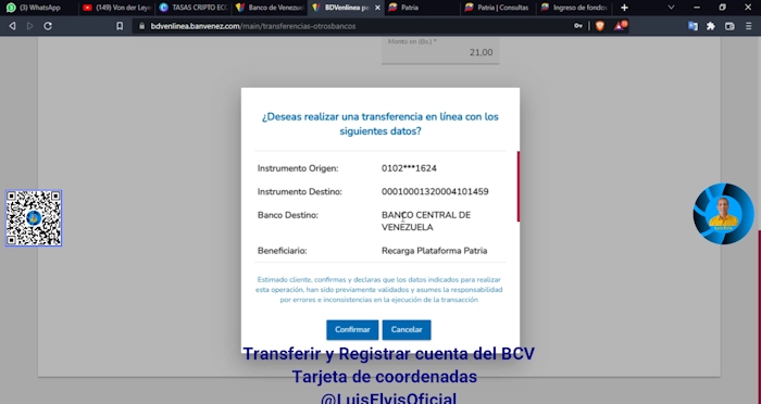 Confirma la transferencia de fondos a tu cuenta en la Plataforma Patria
