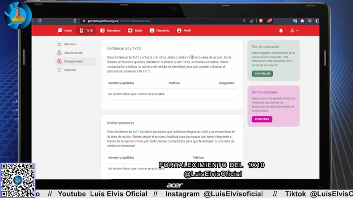 Contacta a otros jefes 1×10 en tu área de acción. Deberás contactarlos e indicar tu número de cédula para que puedan culminar el proceso.