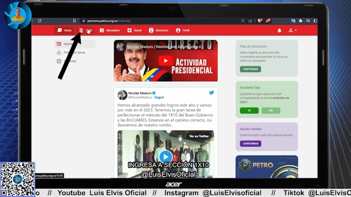 Ingresa a la opción 1X10 de Plataforma Patria.