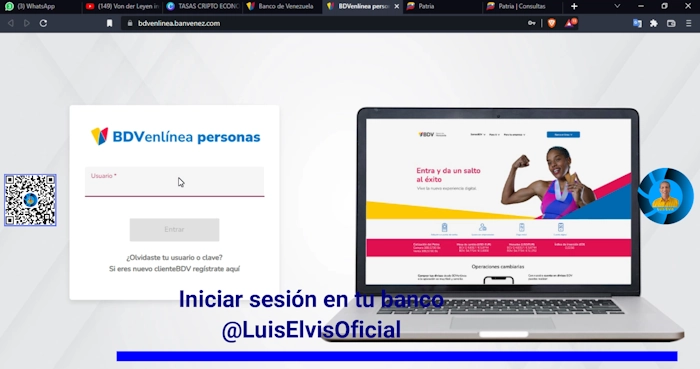 Ingresa a la página web del Banco de Venezuela para recargar saldo en Patria