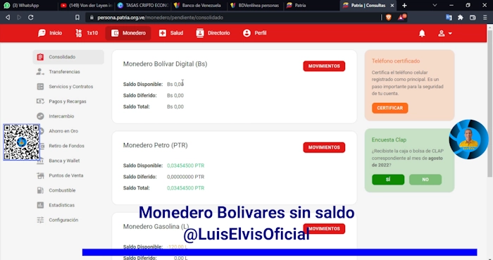 En Monedero Bolívar Digital confirmas tu saldo disponible