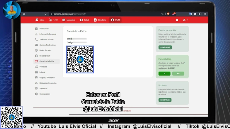 Selecciona "Carnet de la Patria".