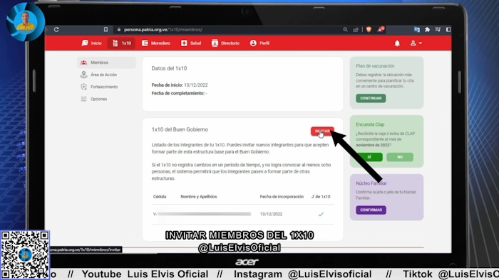 Si ya eres jefe de un equipo de 1×10, agrega a las personas de tu lista en “Invitar”.