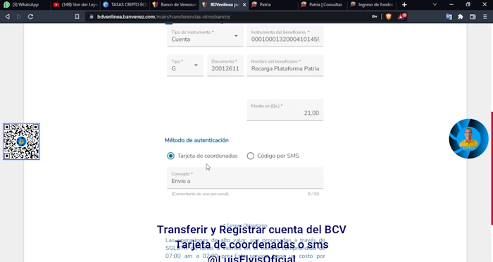 Transfiere y registra la cuenta del BCV para enviar dinero a Patria