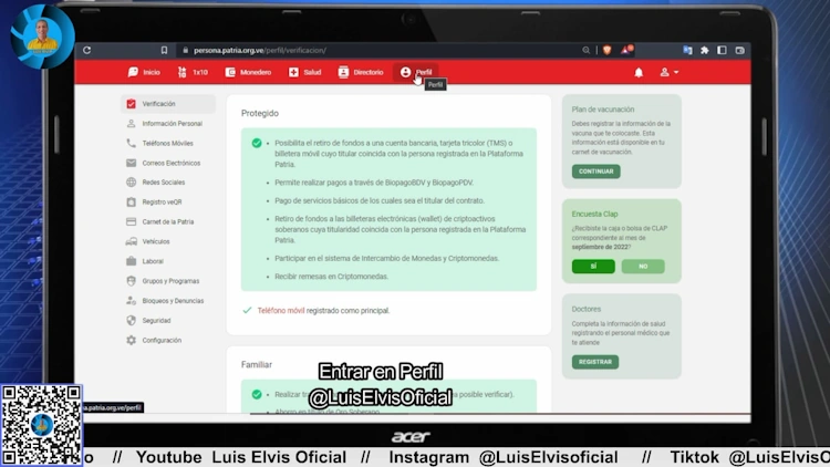 Ve a Perfil en Patria para sacar el Carnet