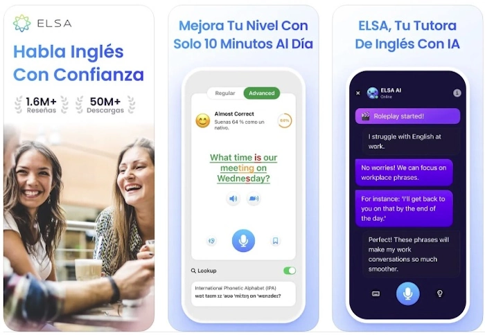 ELSA se especializa en el aprendizaje del inglés, ofreciendo lecciones basadas en diferentes categorías