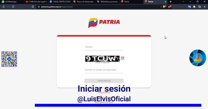 inicia sesión en Patria, para recargar tu saldo para pagar la gasolina subsidiada