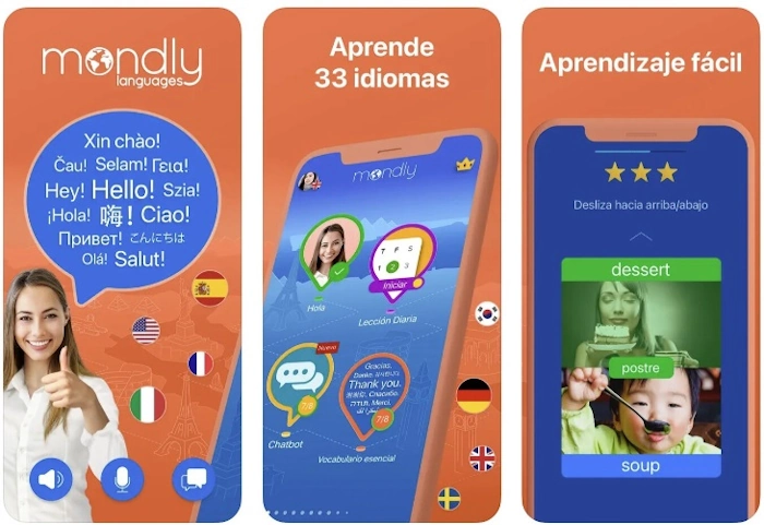 Mondly permite aprender hasta 33 idiomas, incluyendo el inglés