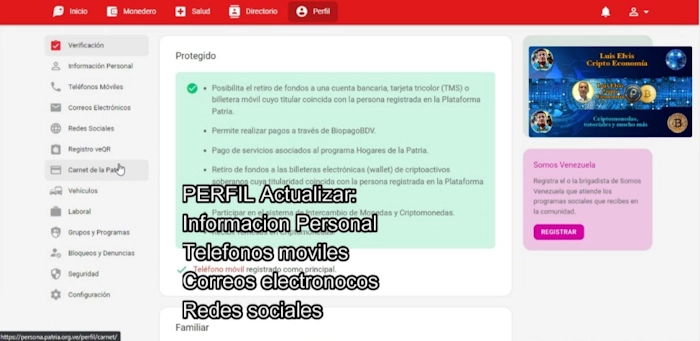 Actualiza todos los datos de perfil en Patria