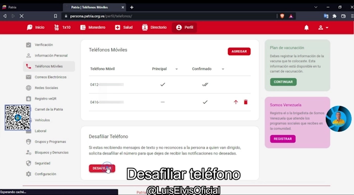 En la parte inferior de tu cuenta en Patria selecciona desafiliar