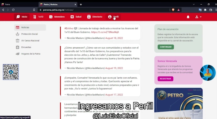 Haz clic en tu perfil de Patria si quieres desafiliar tu número