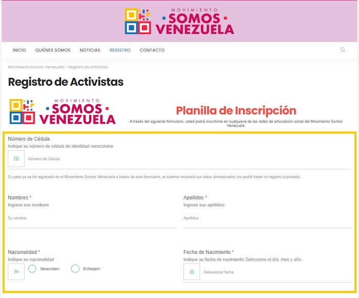 Para formar parte del Movimiento Somos Venezuela solo debes ingresar a su portal web y seguir estos pasos
