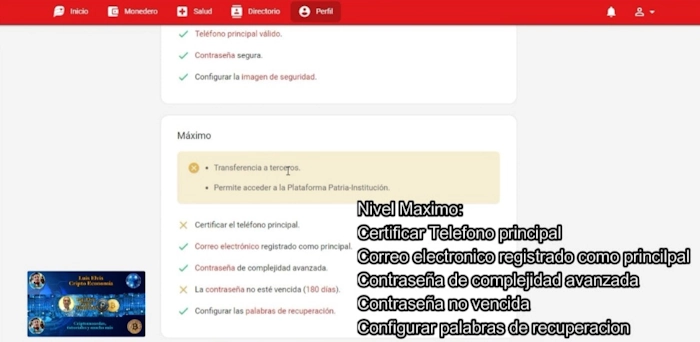 El nivel máximo de seguridad te permitirá hacer transferencias a terceros en Patria