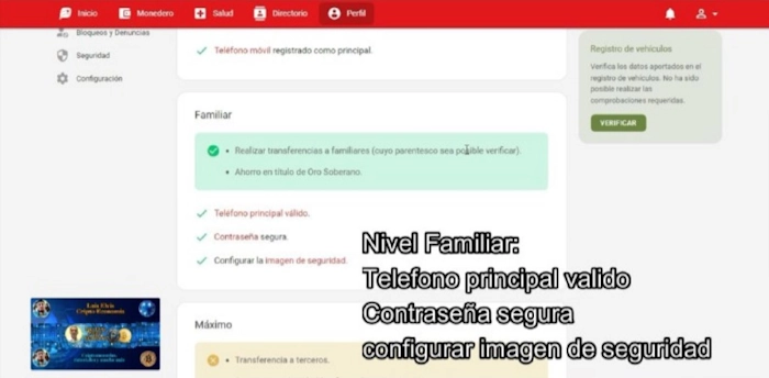 En la sección “Familiar” de Patria debes tener un teléfono principal verificado