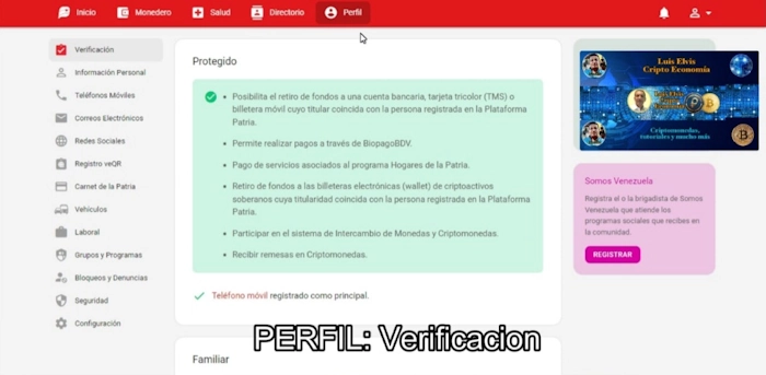 Verifica tus datos en Patria 