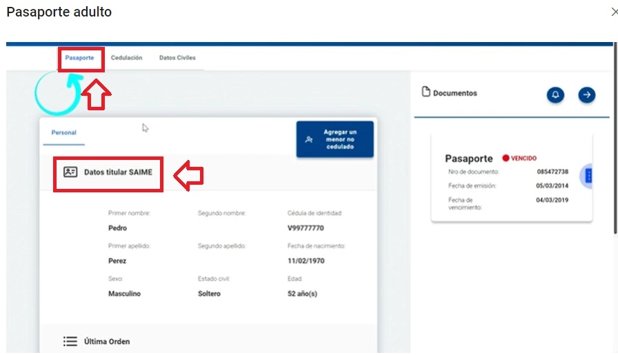 Completa el formulario de identidad para sacar tu pasaporte en el Saime