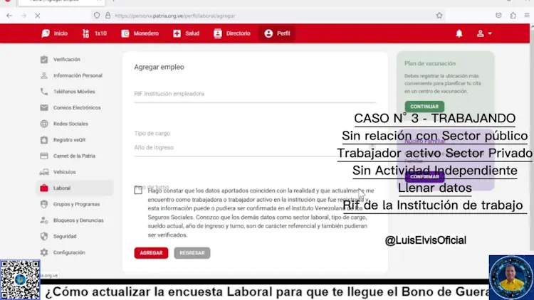 Confirma los datos de la empresa privada en Patria