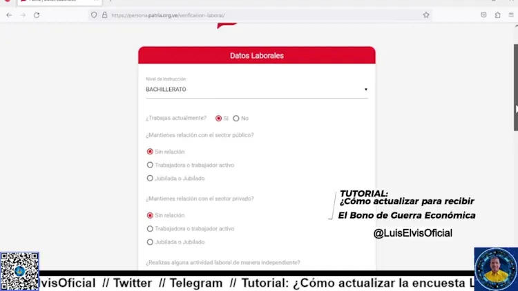 Realiza la encuesta de datos laborales y haz clic en “Actualizar” en Patria