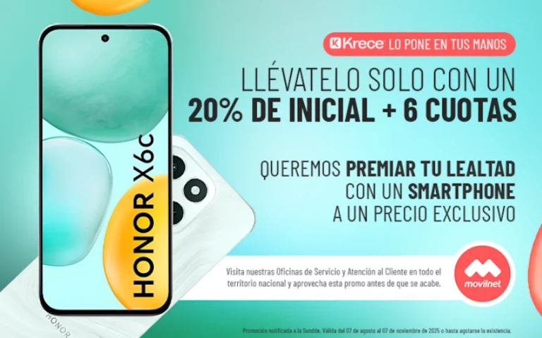 Compra el Honor X6C con solo el 20% de inicial con Movilnet... ¡pero tiene su truco!