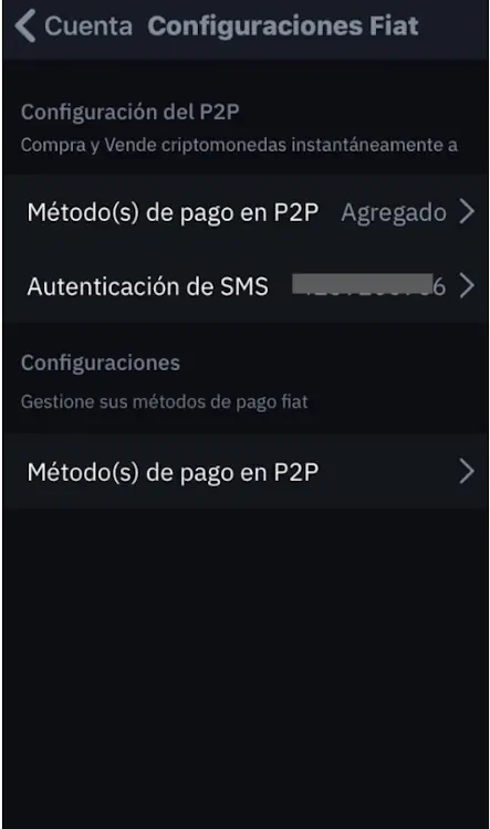 Debes configurar en la sección P2P el método de pago que vas a utilizar